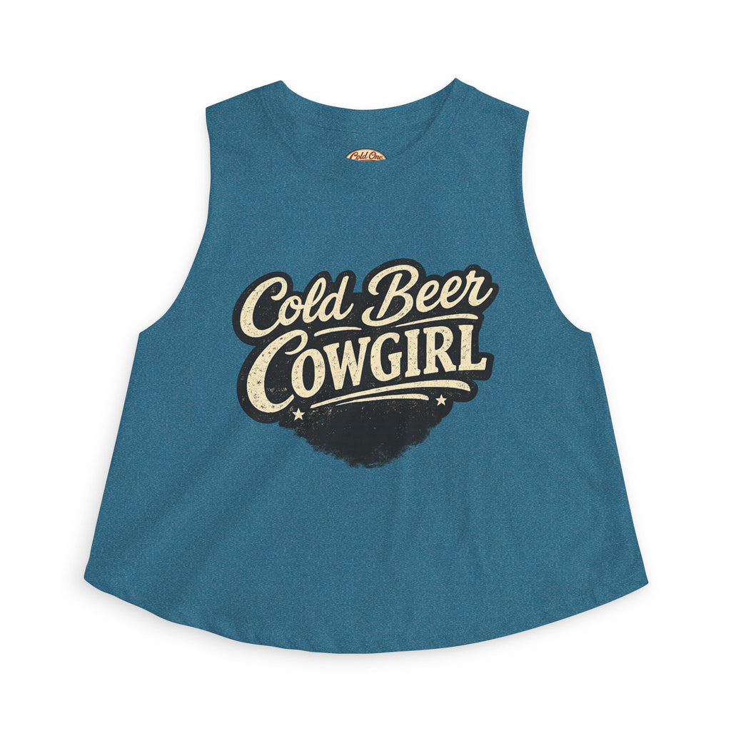 Cold Beer Cowgirl Women's Crop Top – Retro Country Graphic Tank