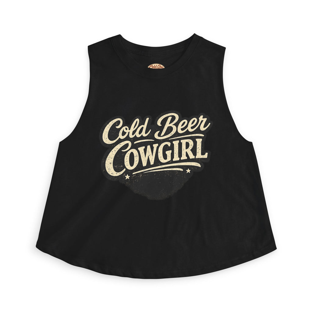 Cold Beer Cowgirl Women's Crop Top – Retro Country Graphic Tank
