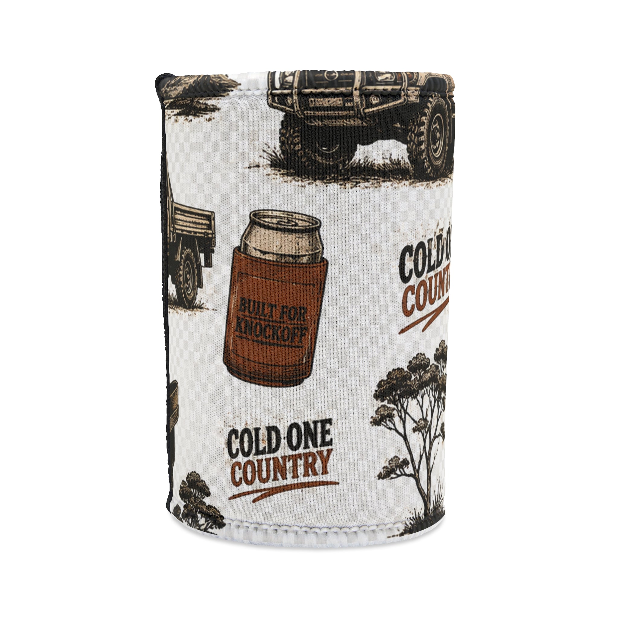 Cold One Country Stubby Cooler – Insulated Beer Can Koozie with Outdoor Truck & Cooler Design