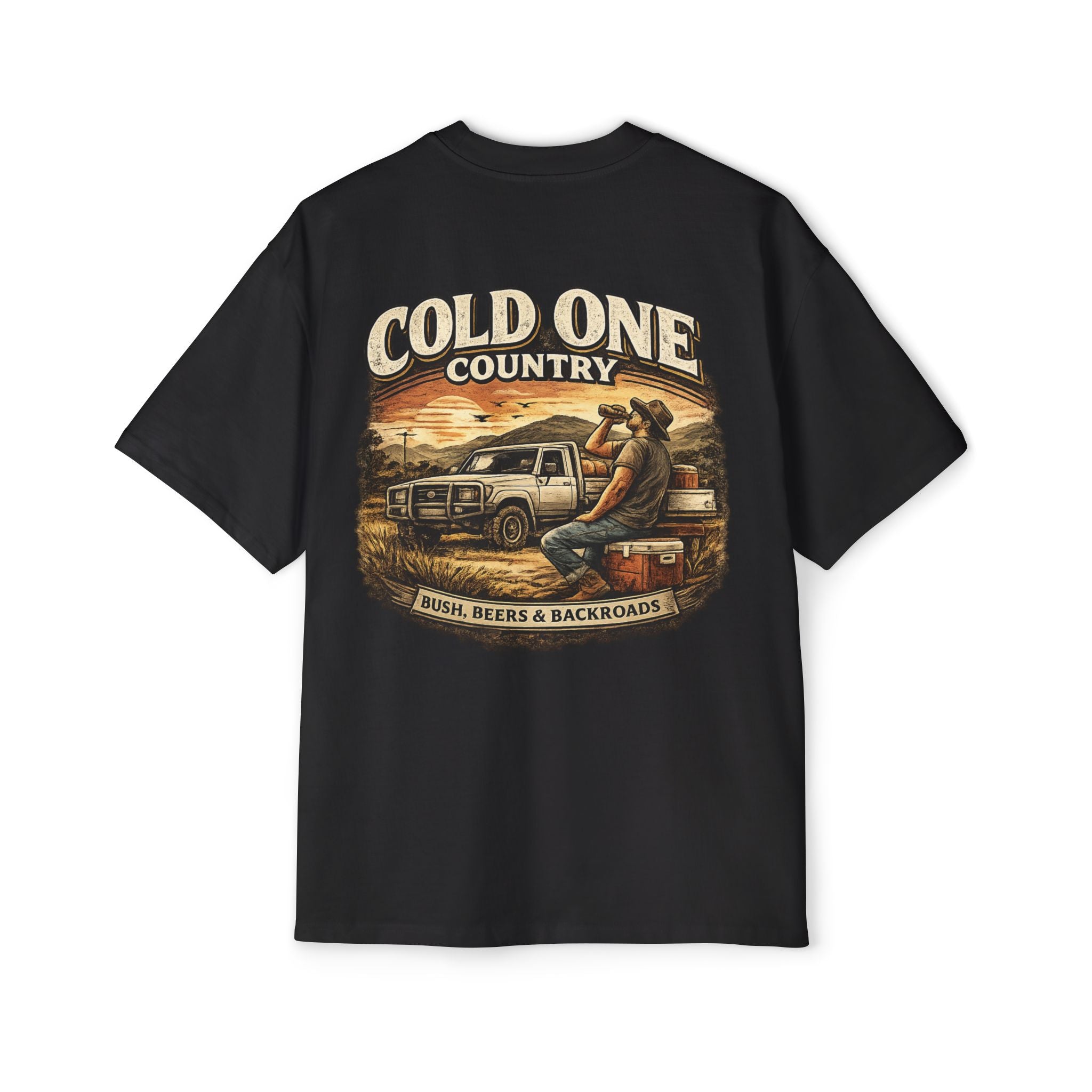 Cold One Country Tee — Men's Vintage Pickup & Beer Graphic T-Shirt