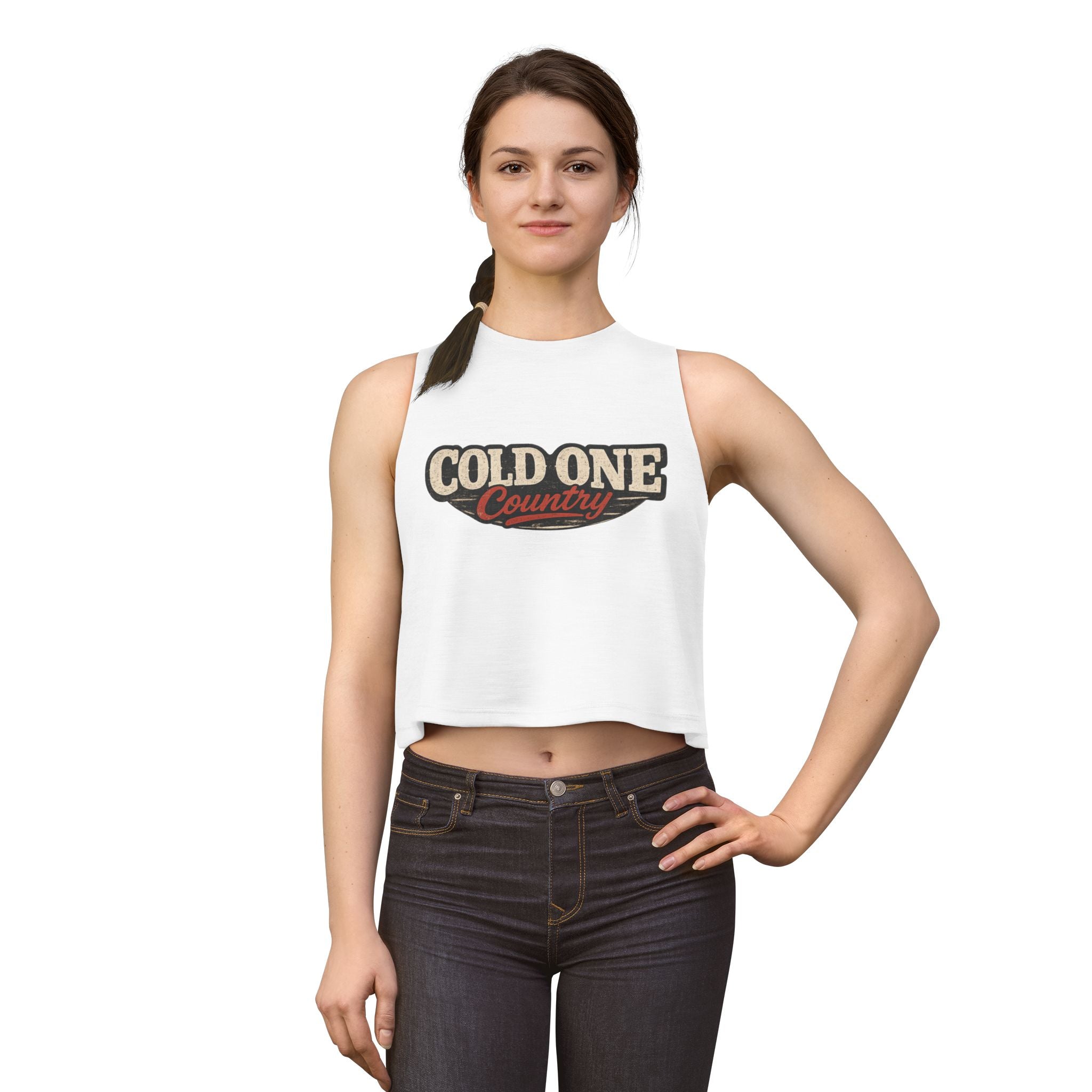Cold Beer Cowgirl Women's Crop Top – Retro Country Graphic Tank