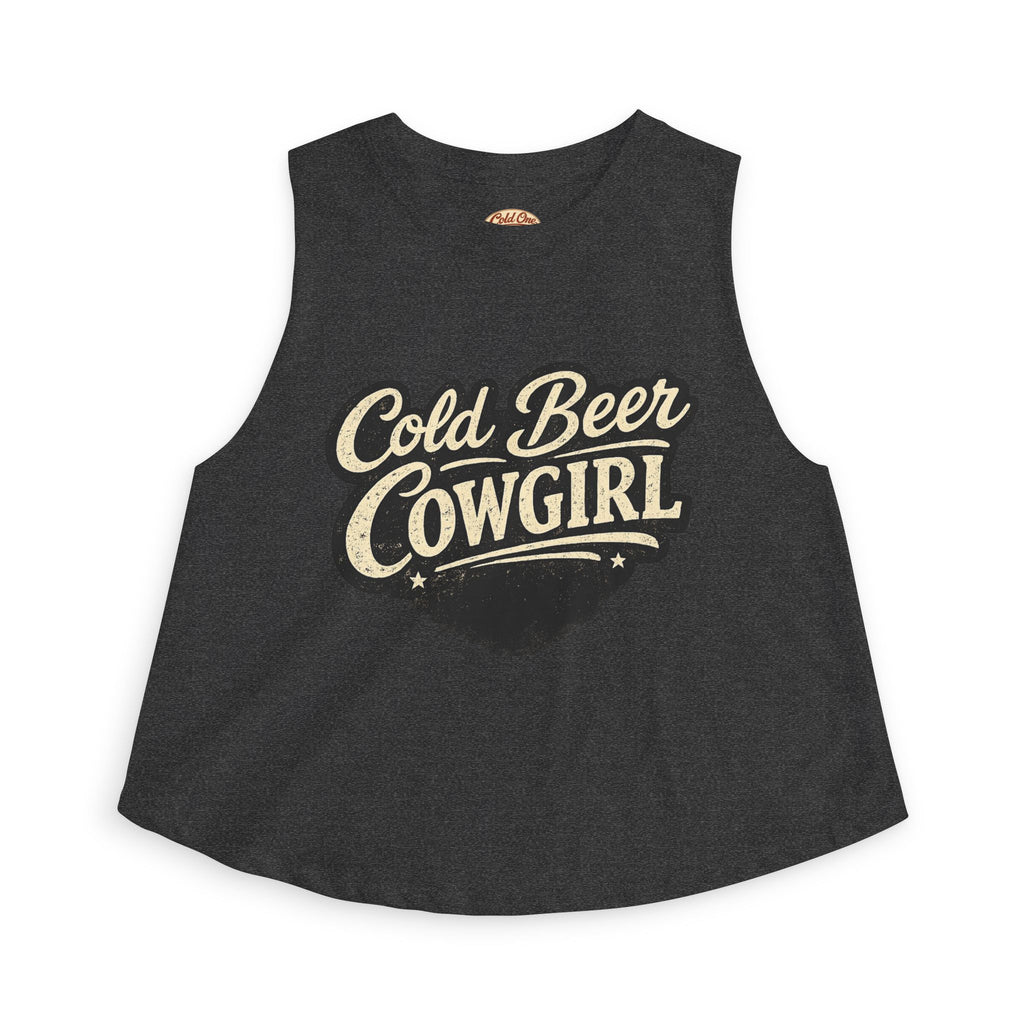 Cold Beer Cowgirl Women's Crop Top – Retro Country Graphic Tank