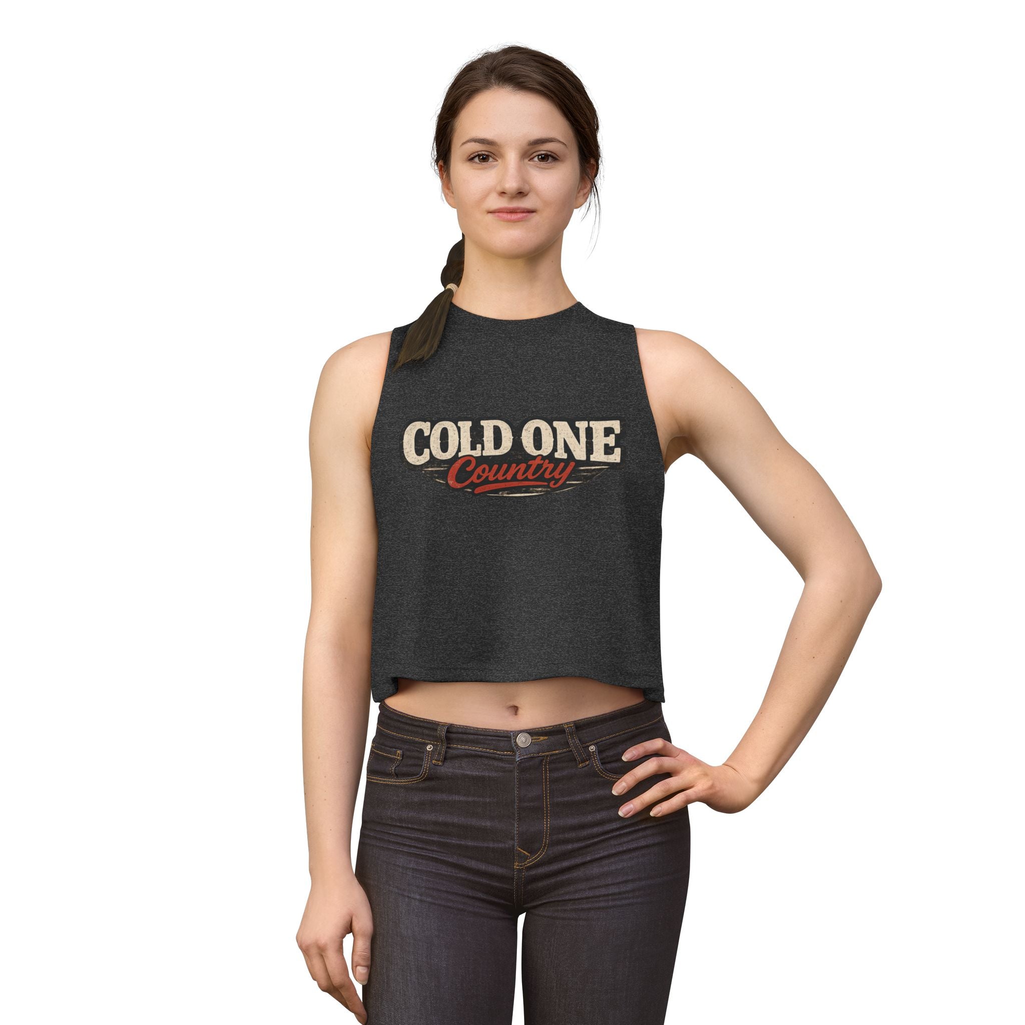 Cold Beer Cowgirl Women's Crop Top – Retro Country Graphic Tank