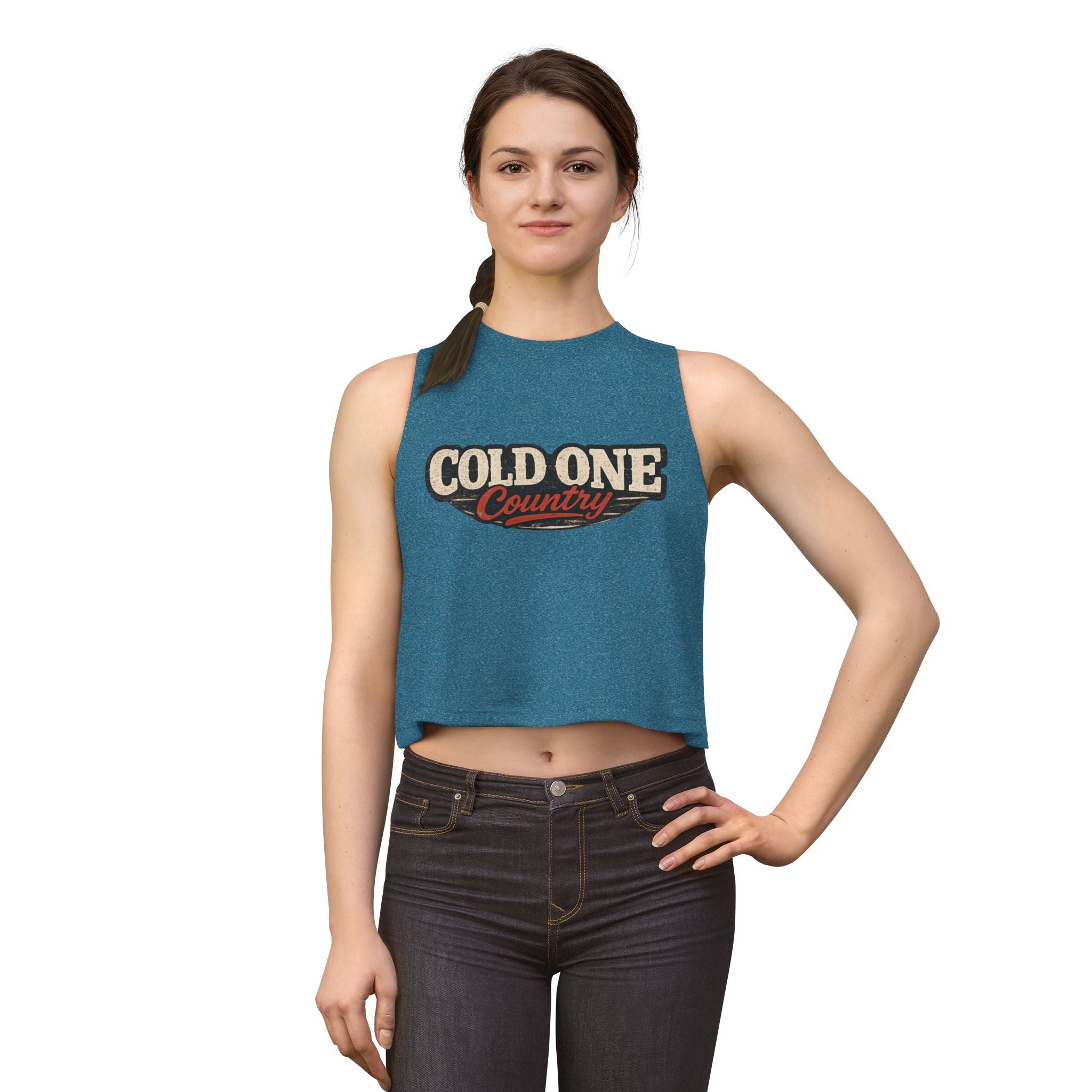 Cold Beer Cowgirl Women's Crop Top – Retro Country Graphic Tank