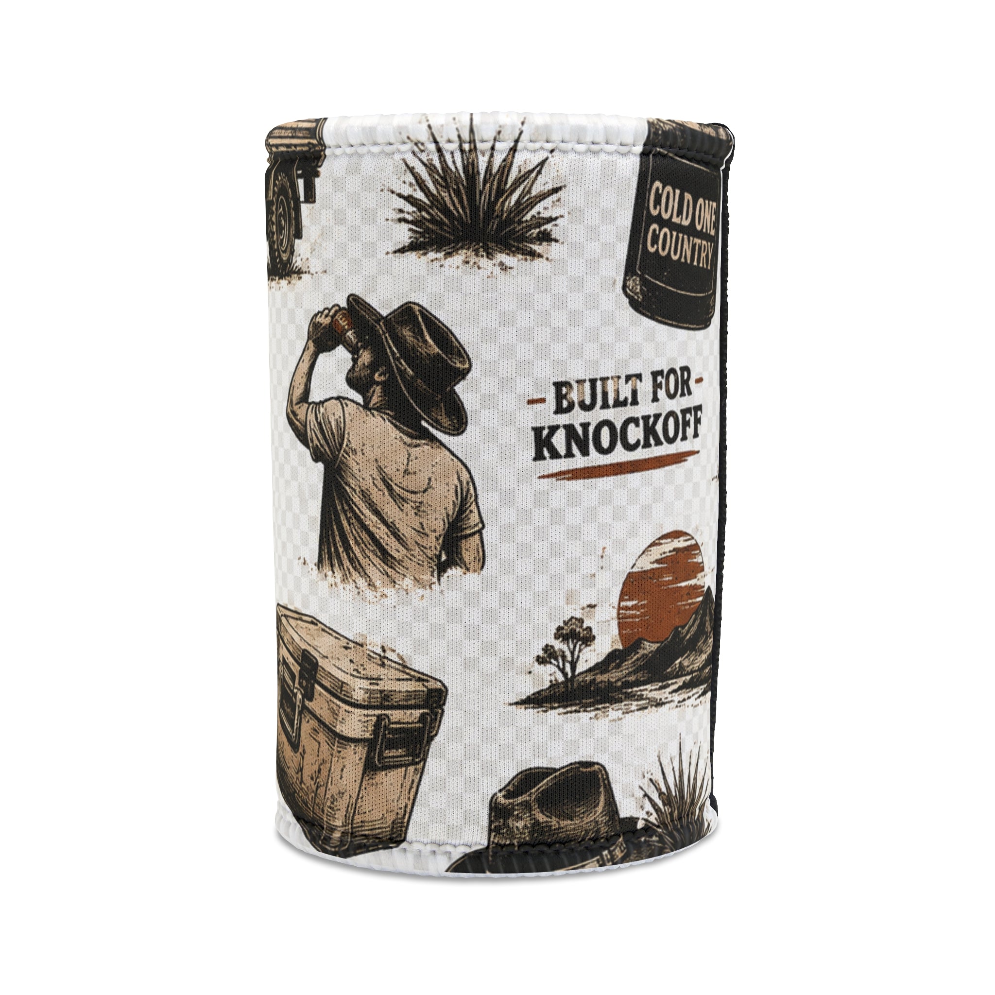 Cold One Country Stubby Cooler – Insulated Beer Can Koozie with Outdoor Truck & Cooler Design