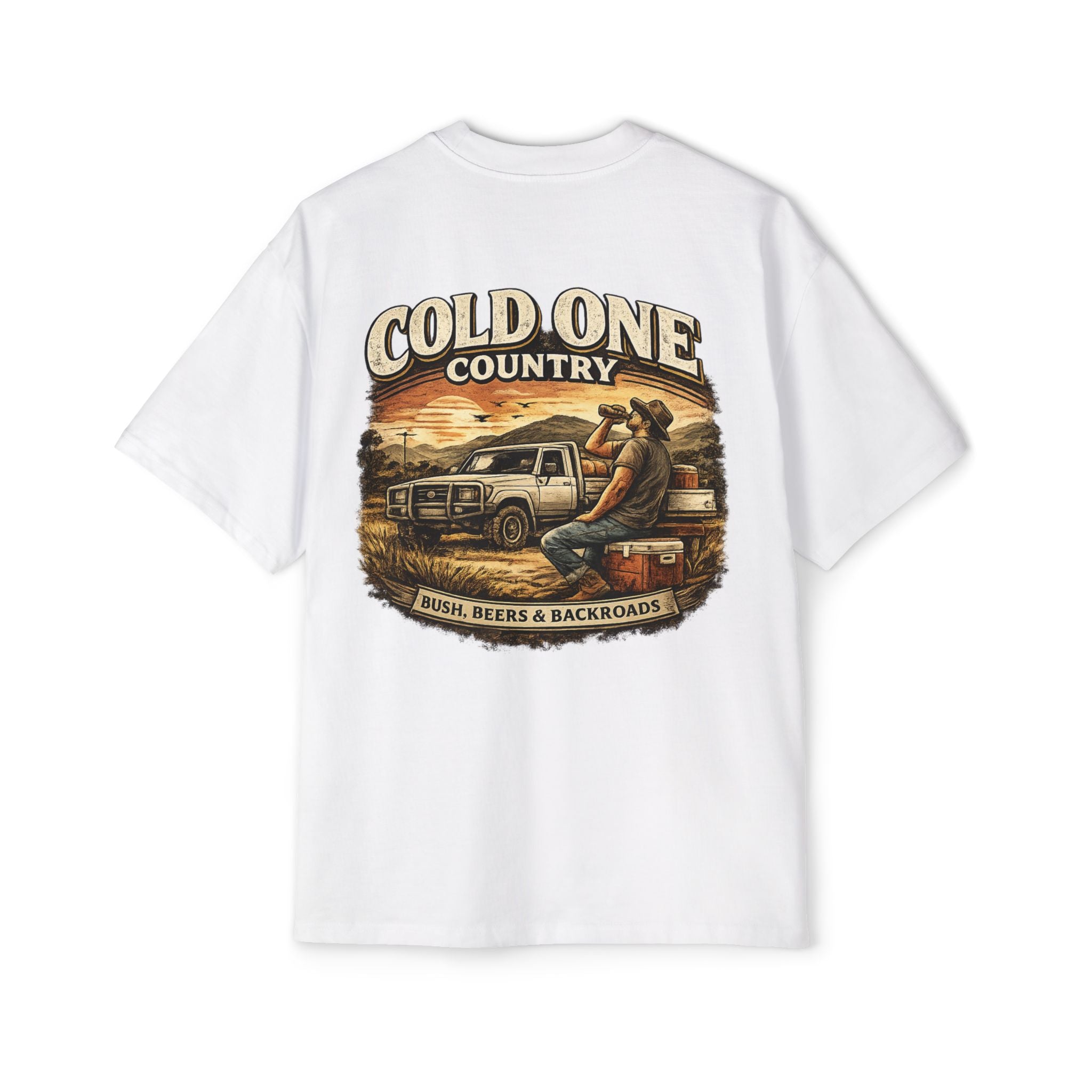 Cold One Country Tee — Men's Vintage Pickup & Beer Graphic T-Shirt